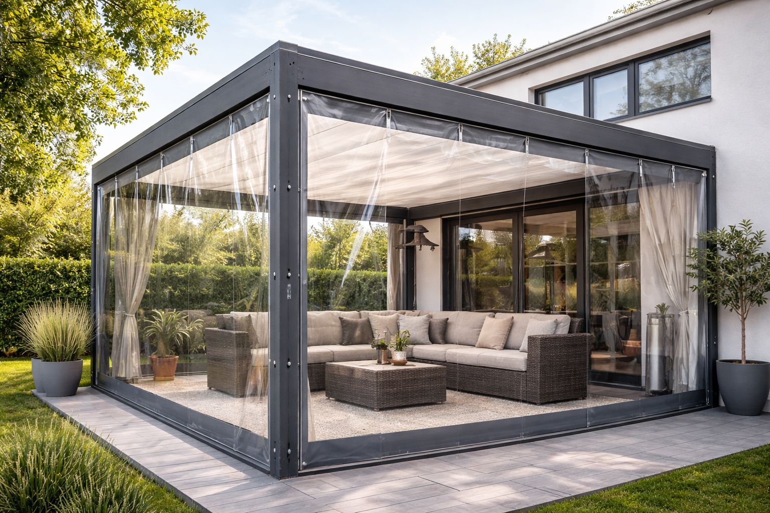 Terrassenplane richtig wählen: Windschutz, Sichtschutz oder Wintergarten-Lösung?